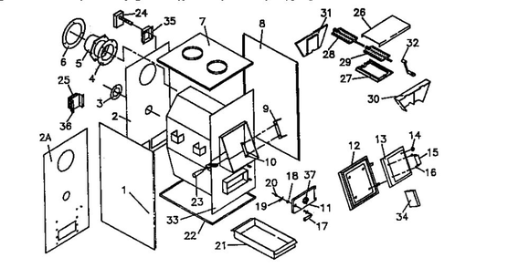 Replacement Parts Diagram and Parts List for 1527  US Stove Company Furnace